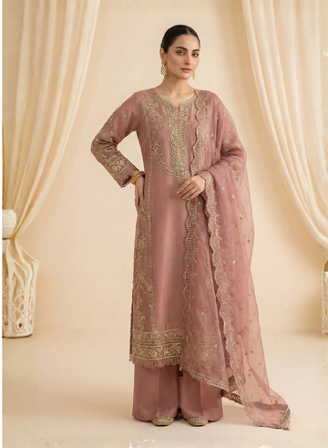 Dusty Rose Embellished 3-Piece Suit Set