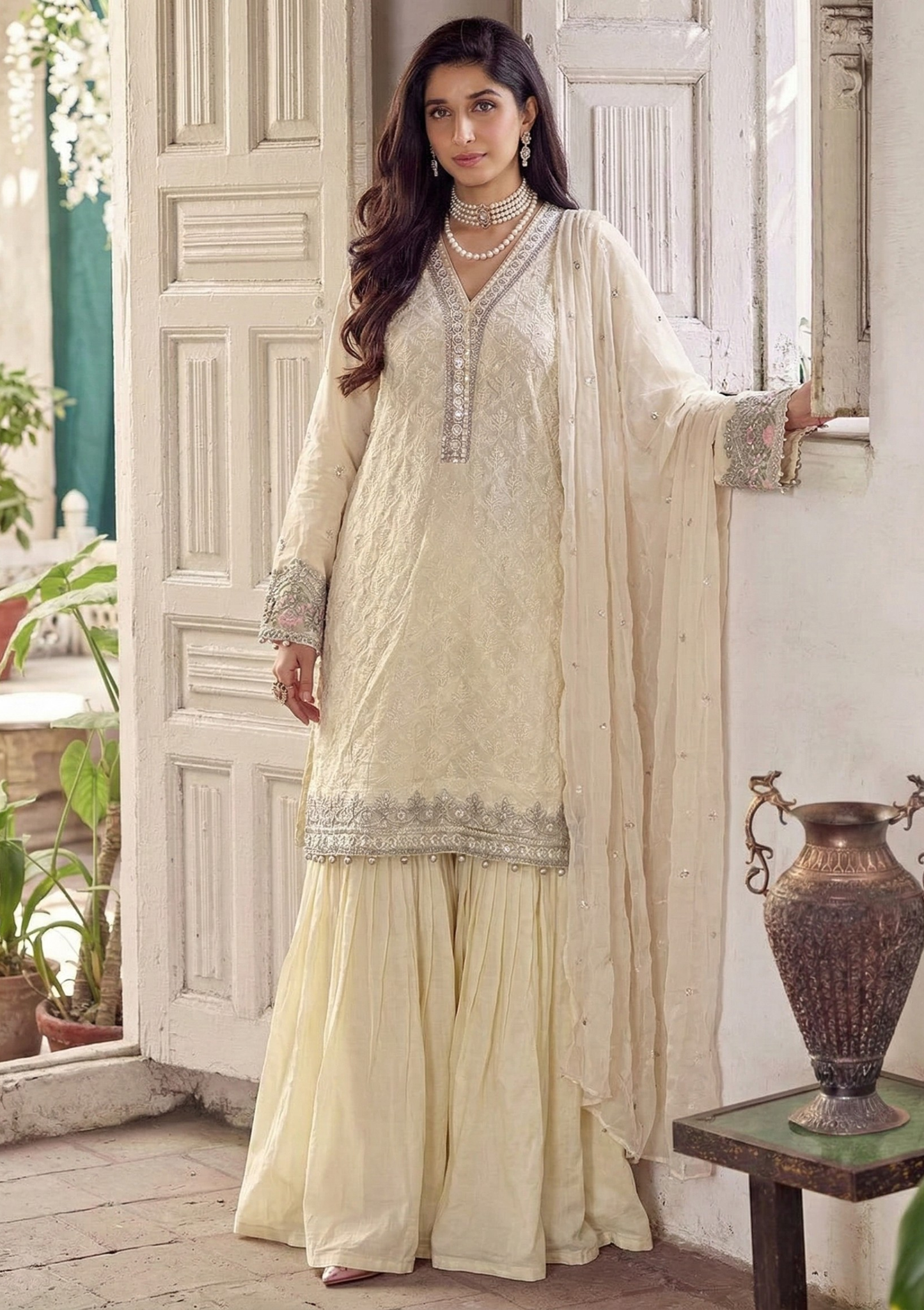 Soft Lemon Embroidered 3-Piece Suit Set