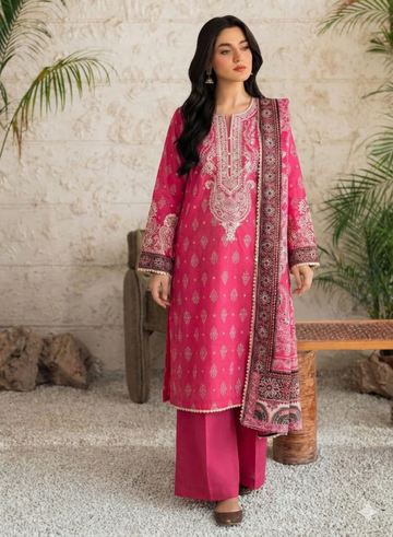 Purple Embroidered Lawn 3-Piece Festive Suit Set