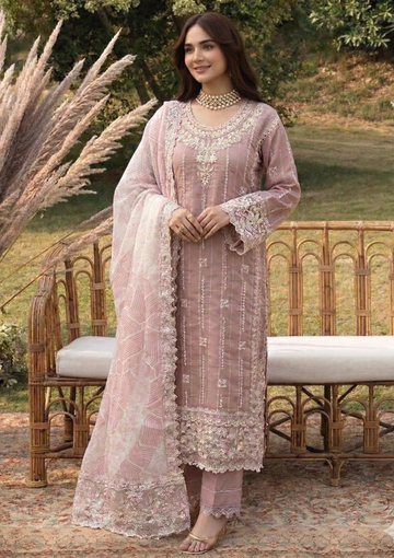 Blush Rose Embroidered 3-Piece Suit Set