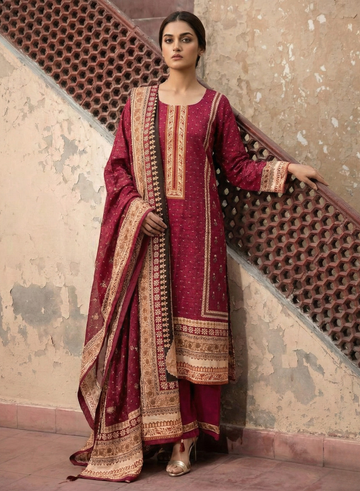 Maroon Printed 2 Piece Suit Set