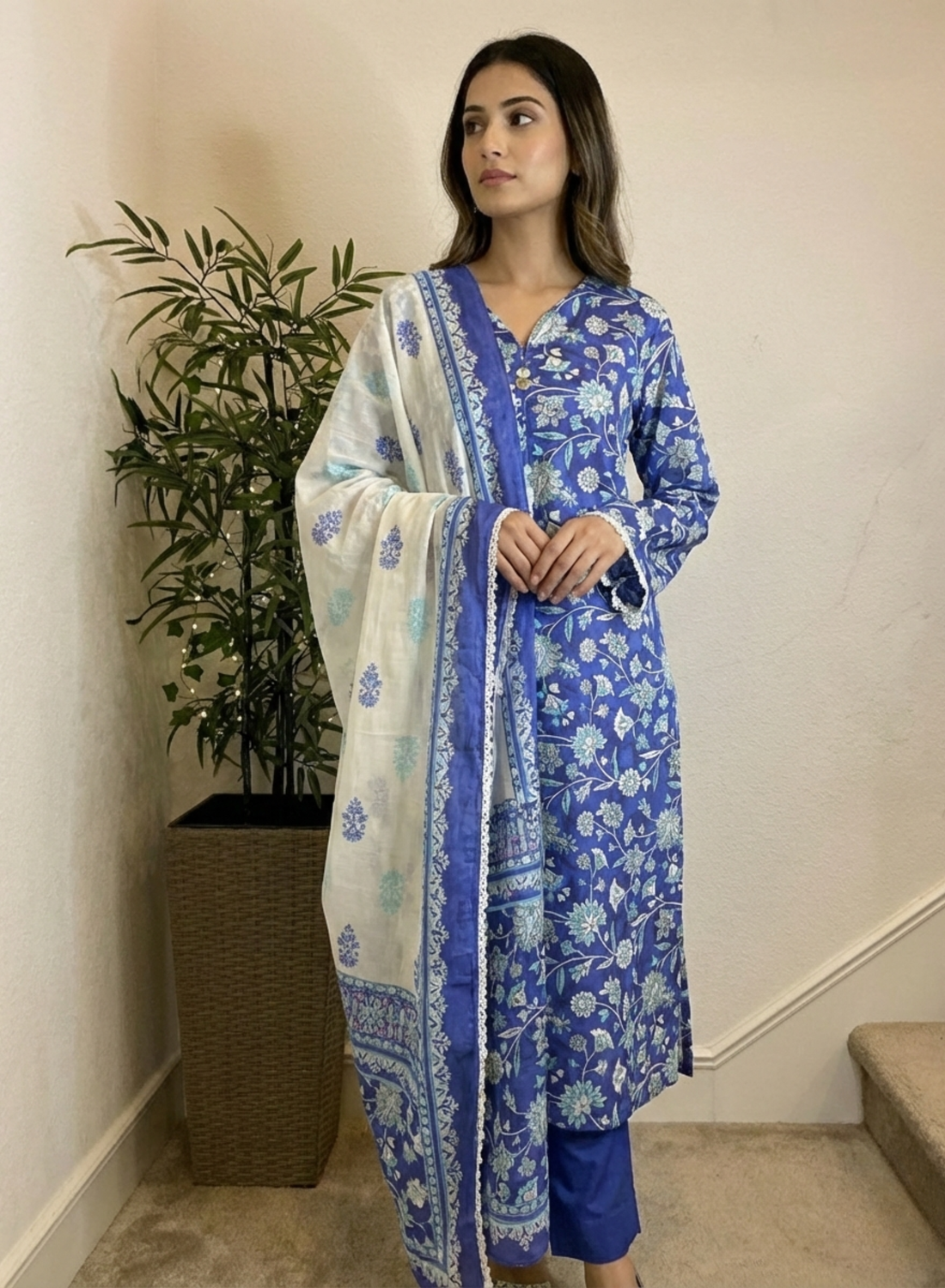 Navy Blue Lawn 3-Piece Daily Wear Set
