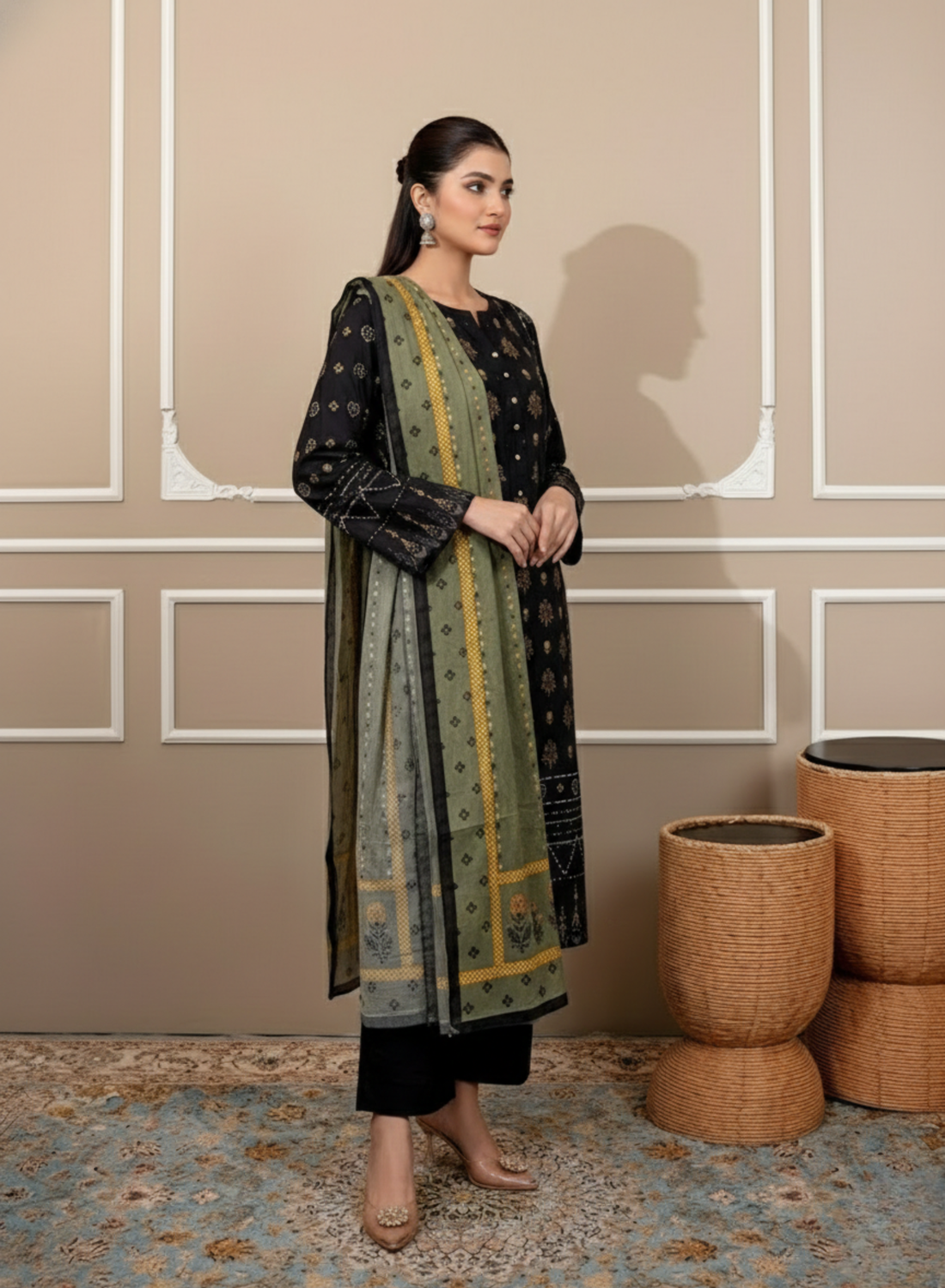 Black Cambric 2-Piece Daily Wear Set