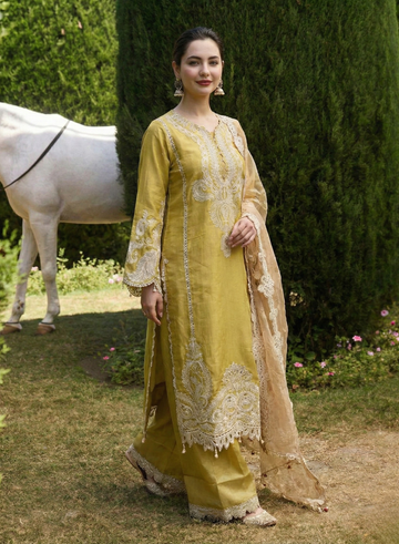 Mustard Embroidered 3 Piece Suit