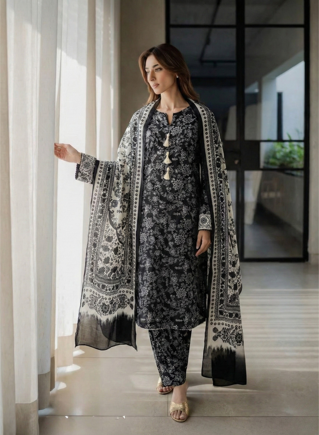Black Printed Lawn 2-Piece Daily Wear Set