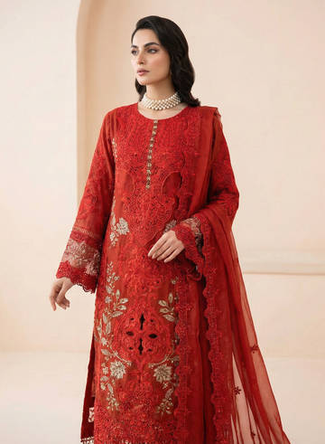 Orange Embroidered Luxury 3 Piece Suit