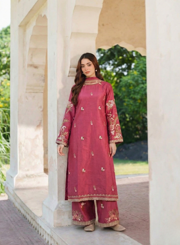 Peach Pink Fabeha Lawn Embroidered 2-Piece Suit Set