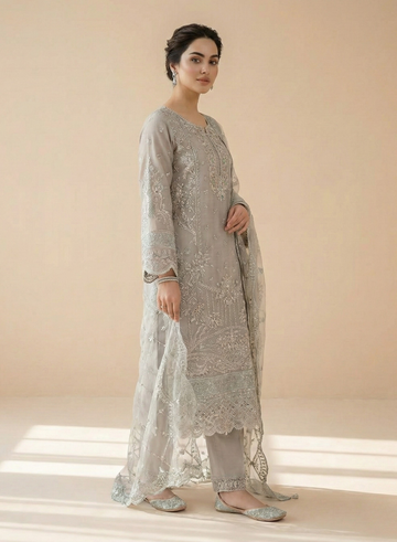 Elegant Beige Hand-Embroidered Pakistani Suit Set