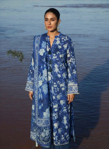 Navy Blue Lawn 2-Piece Daily Wear Kurta Dupatta Set