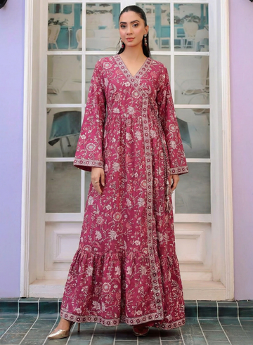 Purple Cambric Maxi Style Fusion Dress
