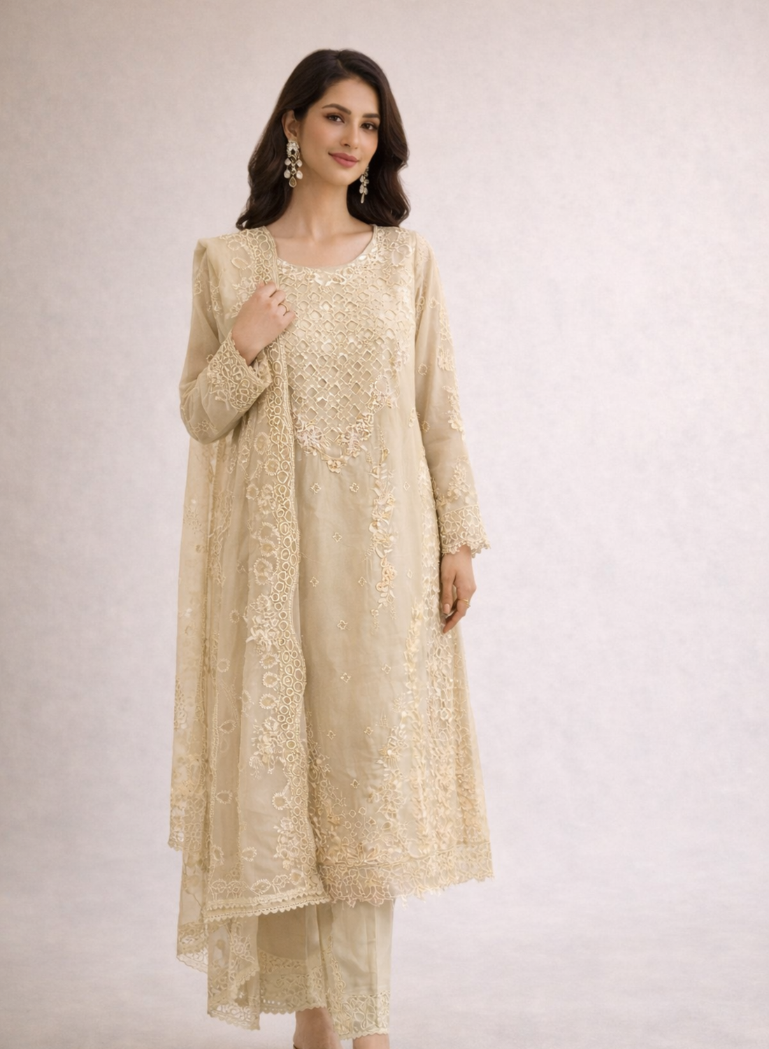 Green Embroidered Kurta Dupatta Set
