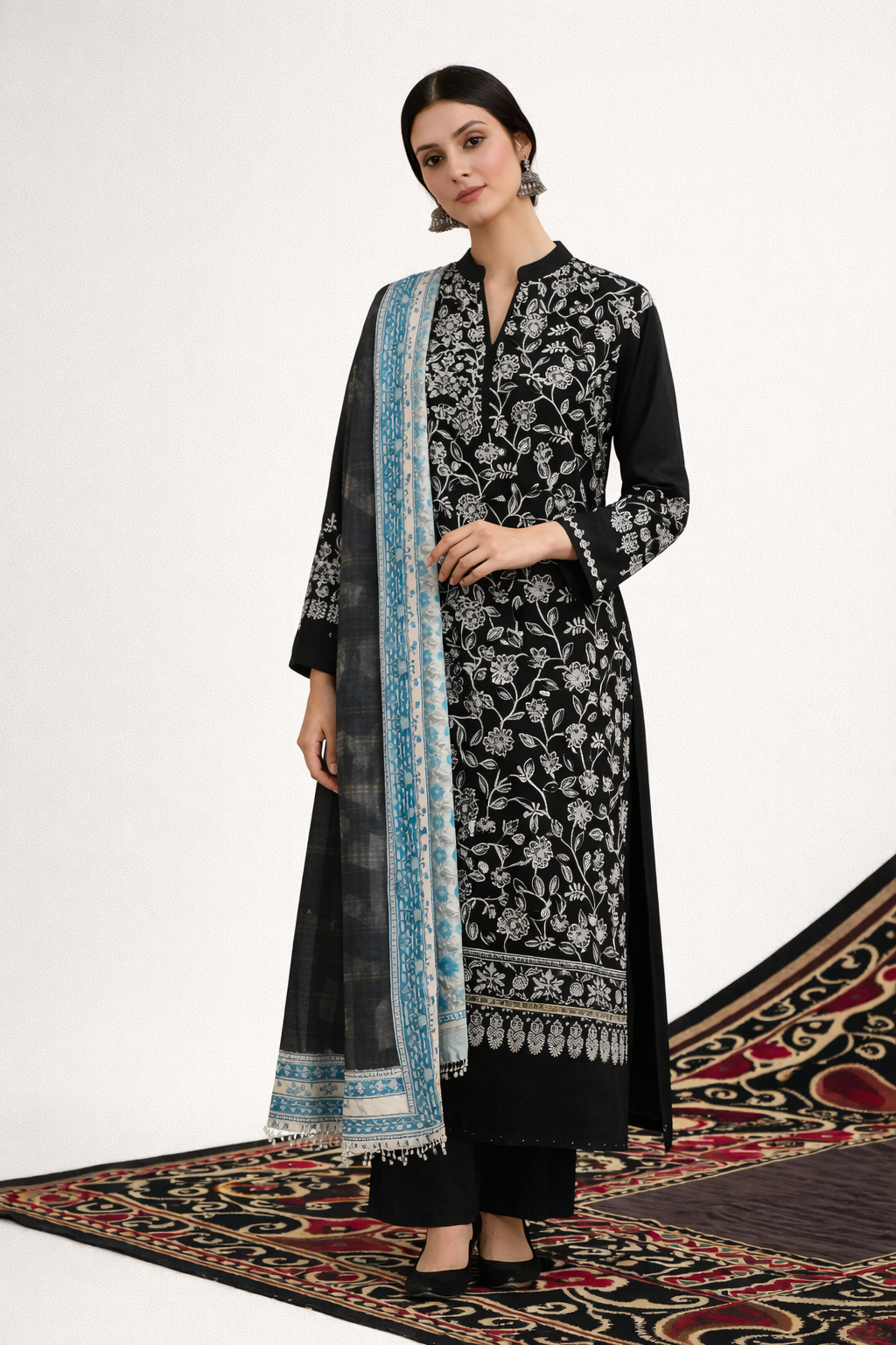 Black Embroidered Lawn 3-Piece Daily Wear Set
