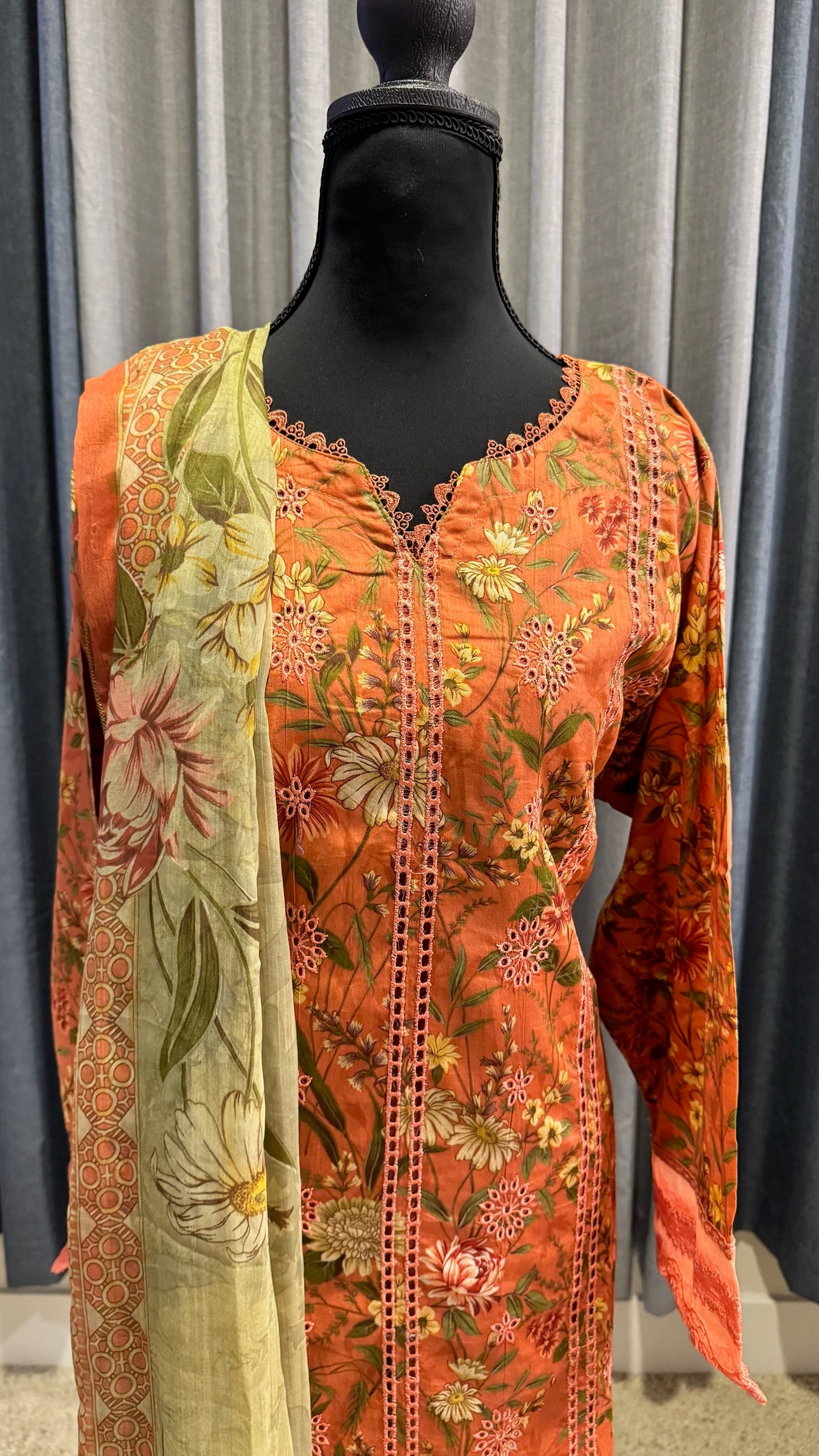 Coral Blossom Printed 3-Piece Suit Set