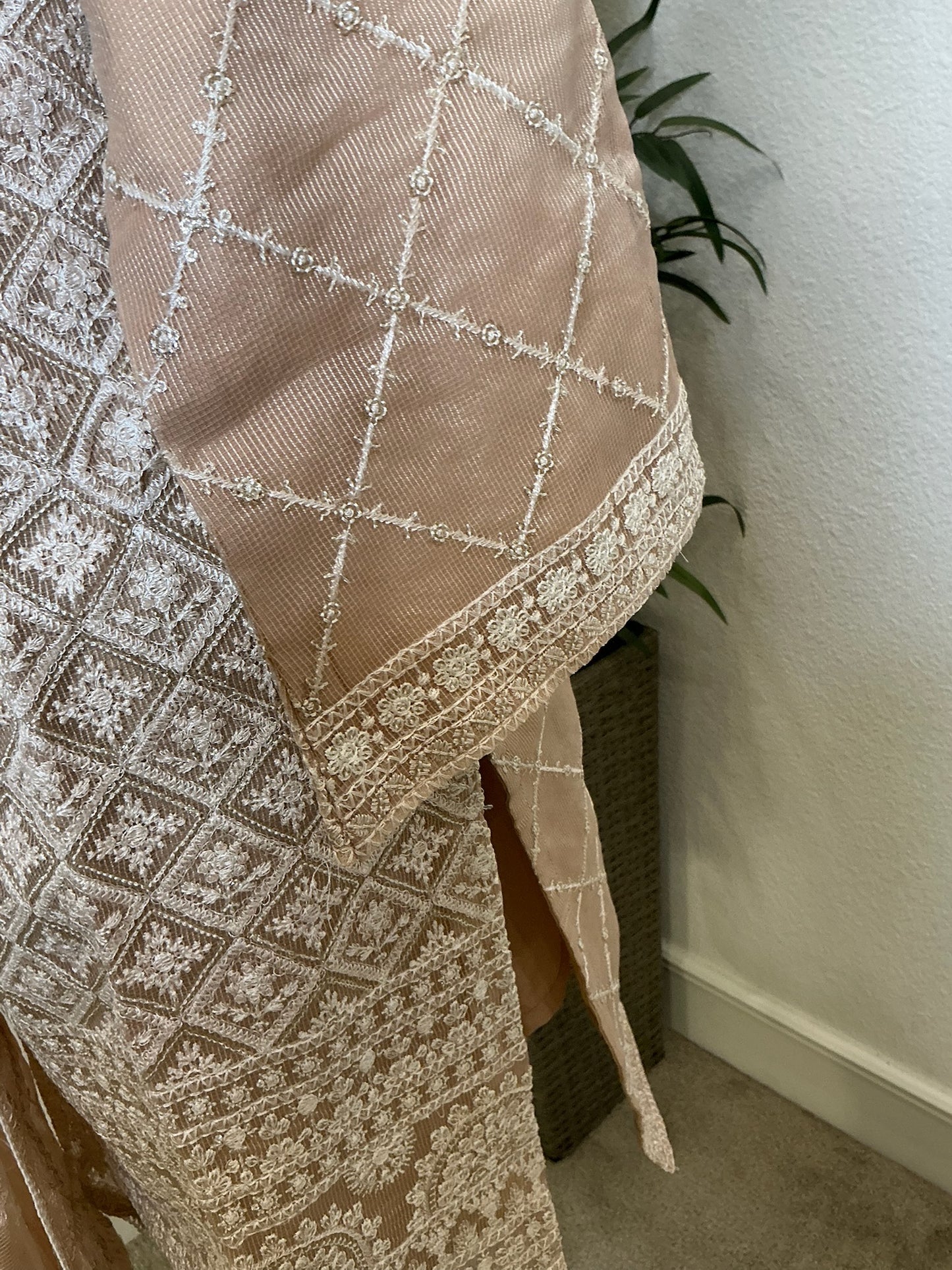 Elegant Beige Heavy Embroidered 3-Piece Suit Set