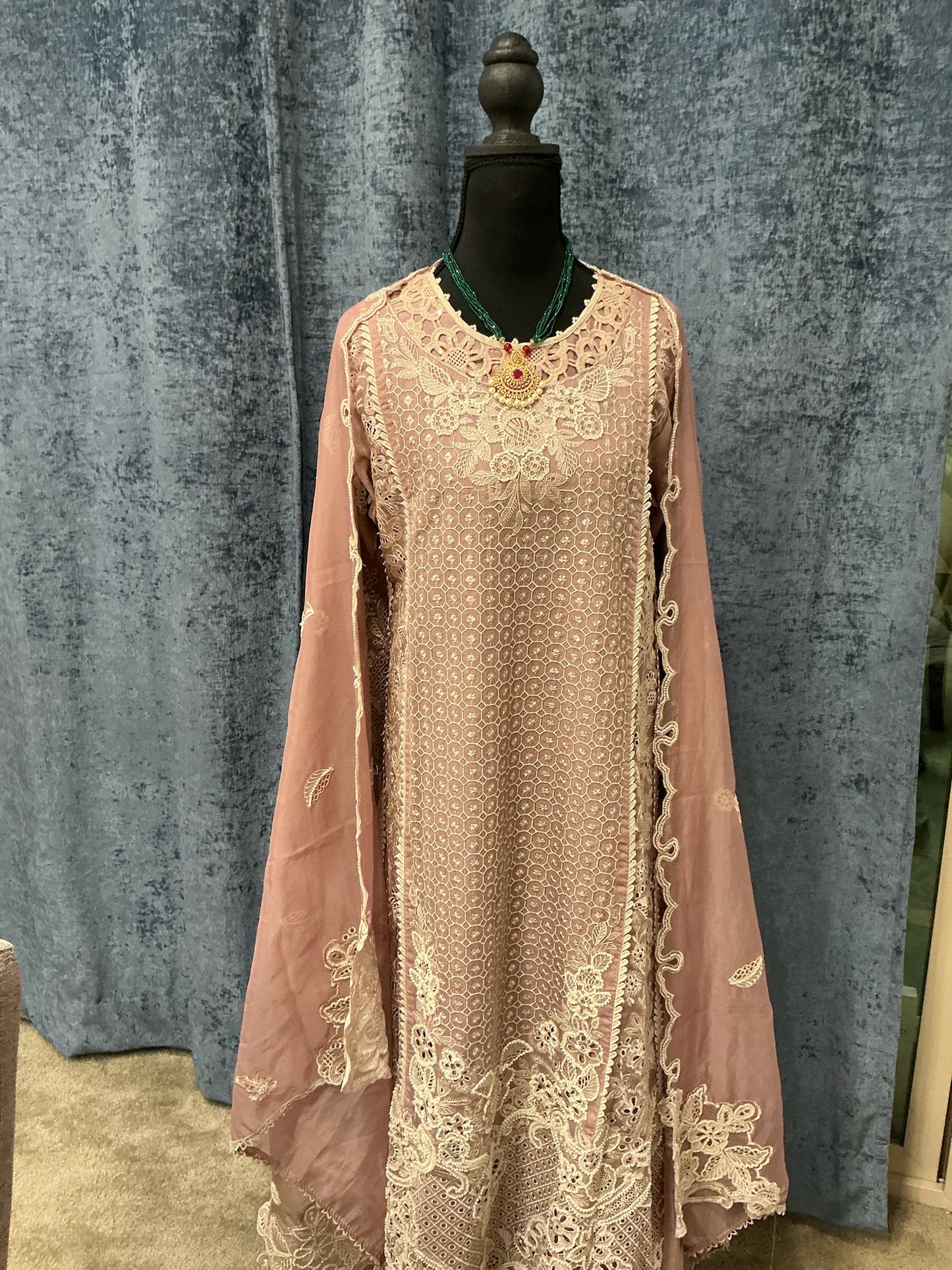 Dusty Rose Embroidered 3-Piece Suit Set