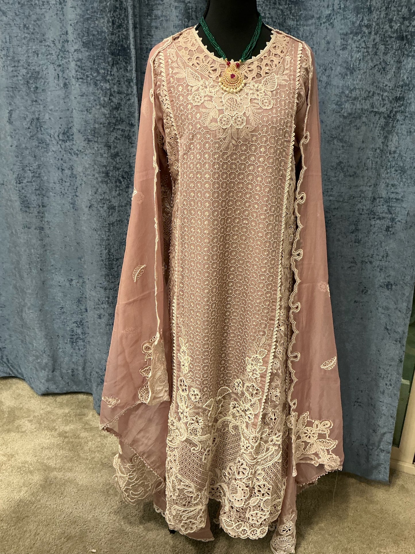 Dusty Rose Embroidered 3-Piece Suit Set