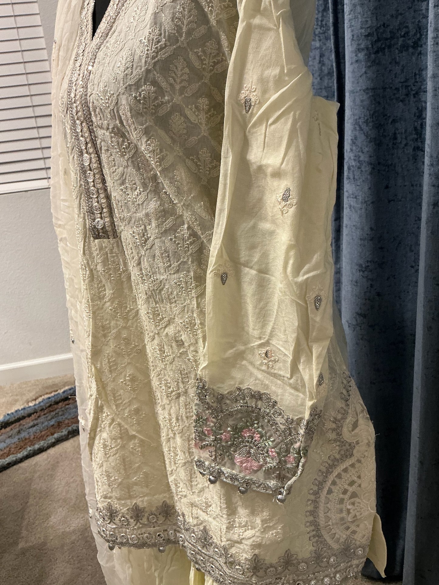 Soft Lemon Embroidered 3-Piece Suit Set