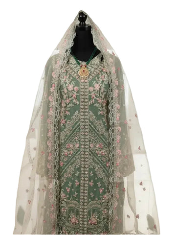 Emerald Green Embroidered 3-Piece Suit Set